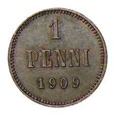 Монета 1 пенни 1909 года Русская Финляндия (аверс)
