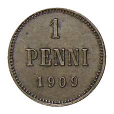 Монета 1 пенни 1909 года Русская Финляндия (аверс)