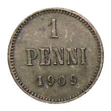 Монета 1 пенни 1909 года Русская Финляндия (аверс)