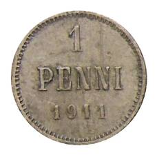 Монета 1 пенни 1911 года Русская Финляндия (аверс)