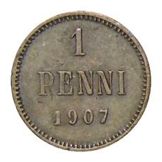Монета 1 пенни 1907 года Русская Финляндия (аверс)