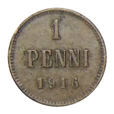 Монета 1 пенни 1916 года Русская Финляндия (аверс)