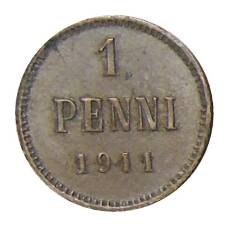Монета 1 пенни 1911 года Русская Финляндия (аверс)