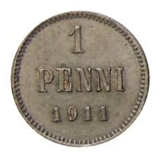 Монета 1 пенни 1911 года Русская Финляндия (аверс)