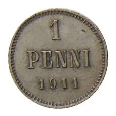 Монета 1 пенни 1911 года Русская Финляндия (аверс)