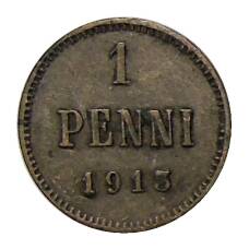 Монета 1 пенни 1913 года Русская Финляндия (аверс)