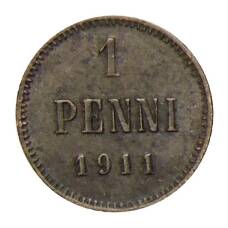 Монета 1 пенни 1911 года Русская Финляндия (аверс)