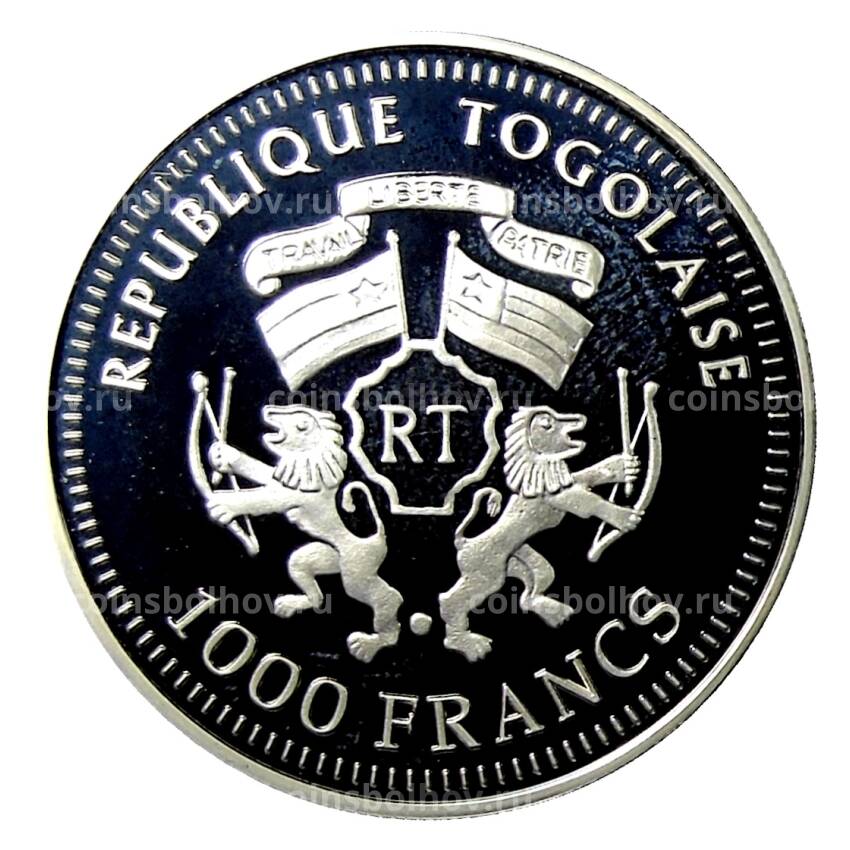 Монета 1000 франков 2007 года Того —  XXIX летние Олимпийские игры, Пекин 2008 (в квадрокапсуле) (вид 2)