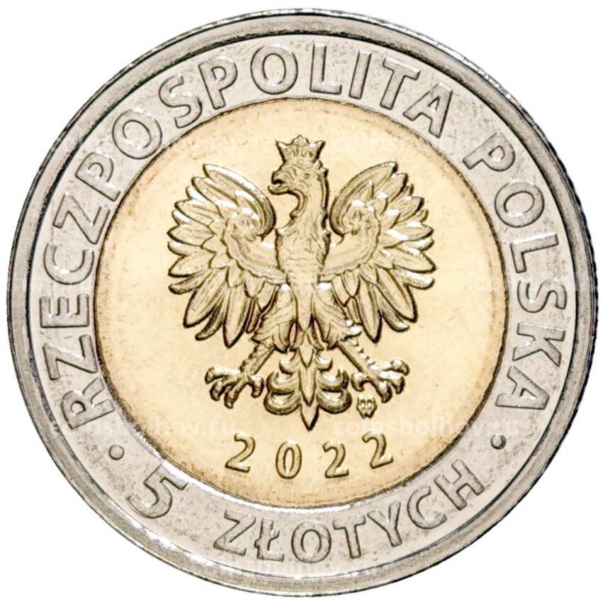 Монета 5 злотых 2022 года Польша —  Бенедиктинский монастырь Святого Креста (вид 2)