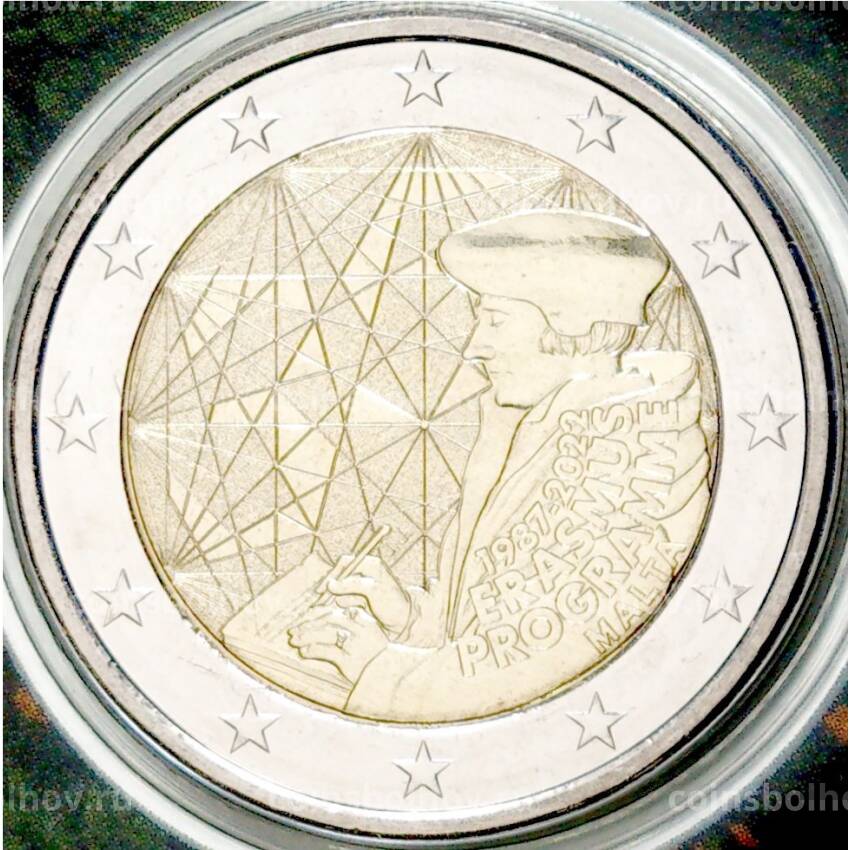 Монета 2 евро 2022 года Мальта —  35 лет программе Эразмус (в блистере)