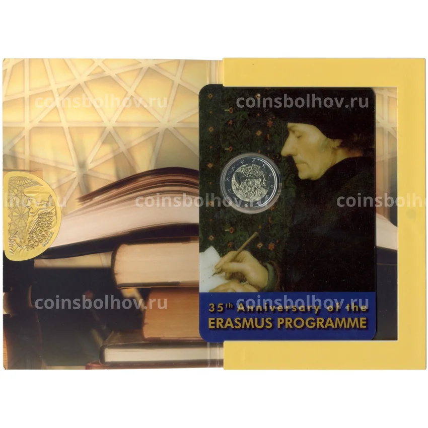 Монета 2 евро 2022 года Мальта —  35 лет программе Эразмус (в блистере) (вид 3)