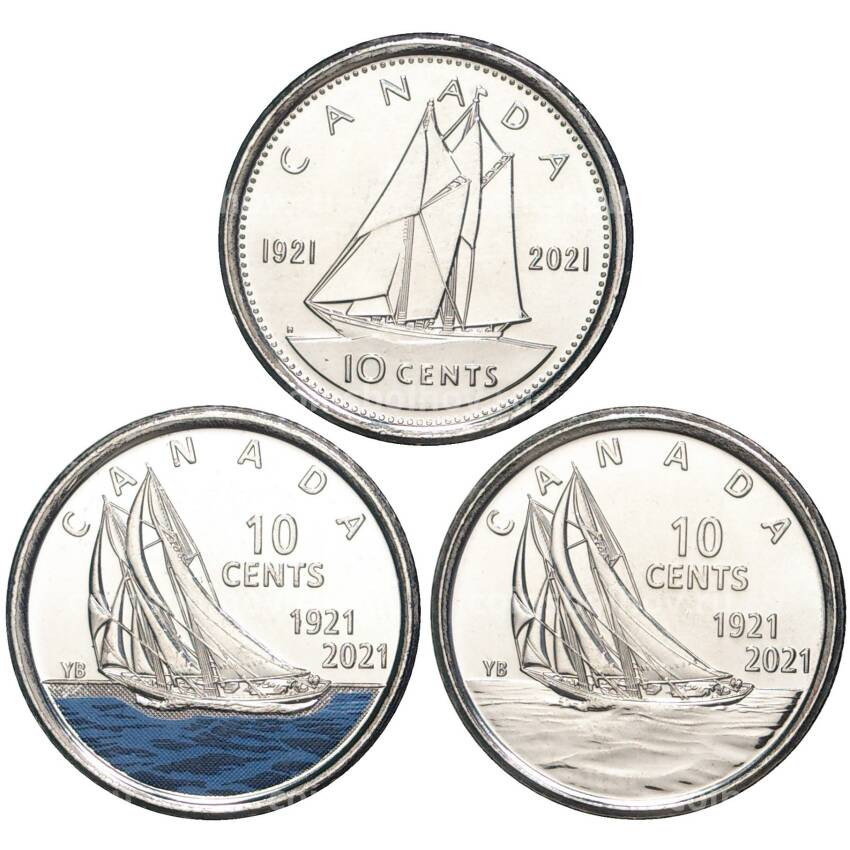 Набор монет 10 центов 2021 года Канада —  100 лет Паруснику Блюноз