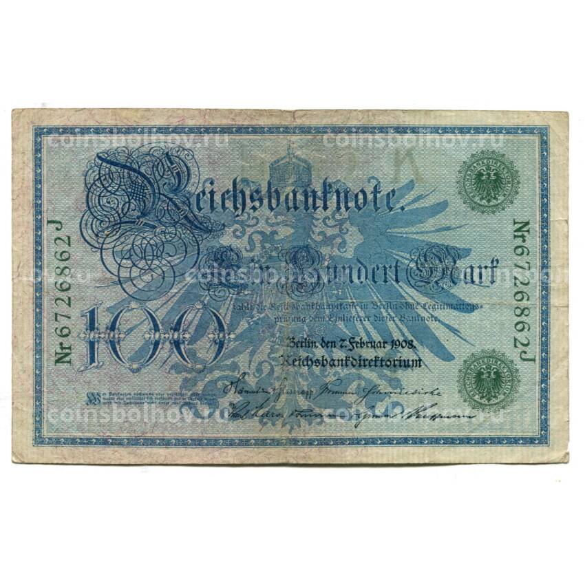 Банкнота 100 марок 1908 года Германия
