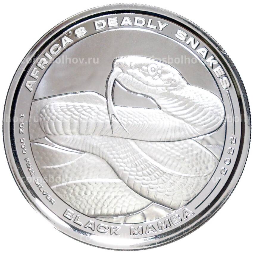Монета 500 франков 2022 года Республика Конго «Смертоносные змеи Африки — Черная мамба»