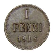 Монета 1 пенни 1916 года Русская Финляндия (аверс)