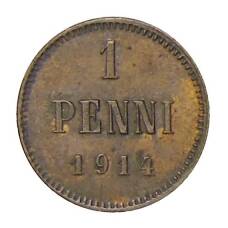 Монета 1 пенни 1914 года Русская Финляндия (аверс)
