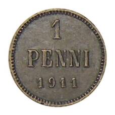 Монета 1 пенни 1911 года Русская Финляндия (аверс)