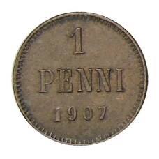 Монета 1 пенни 1907 года Русская Финляндия (аверс)