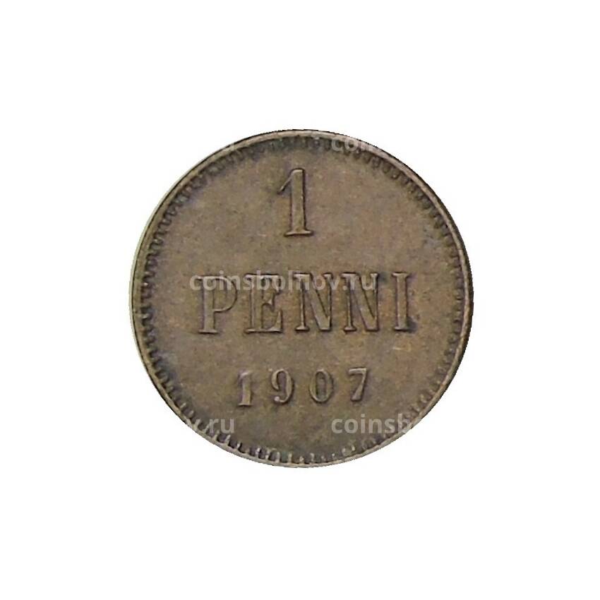 Монета 1 пенни 1907 года Русская Финляндия