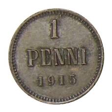 Монета 1 пенни 1915 года Русская Финляндия (аверс)