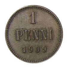 Монета 1 пенни 1909 года Русская Финляндия (аверс)