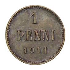 Монета 1 пенни 1911 года Русская Финляндия (аверс)