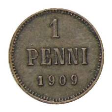Монета 1 пенни 1909 года Русская Финляндия (аверс)