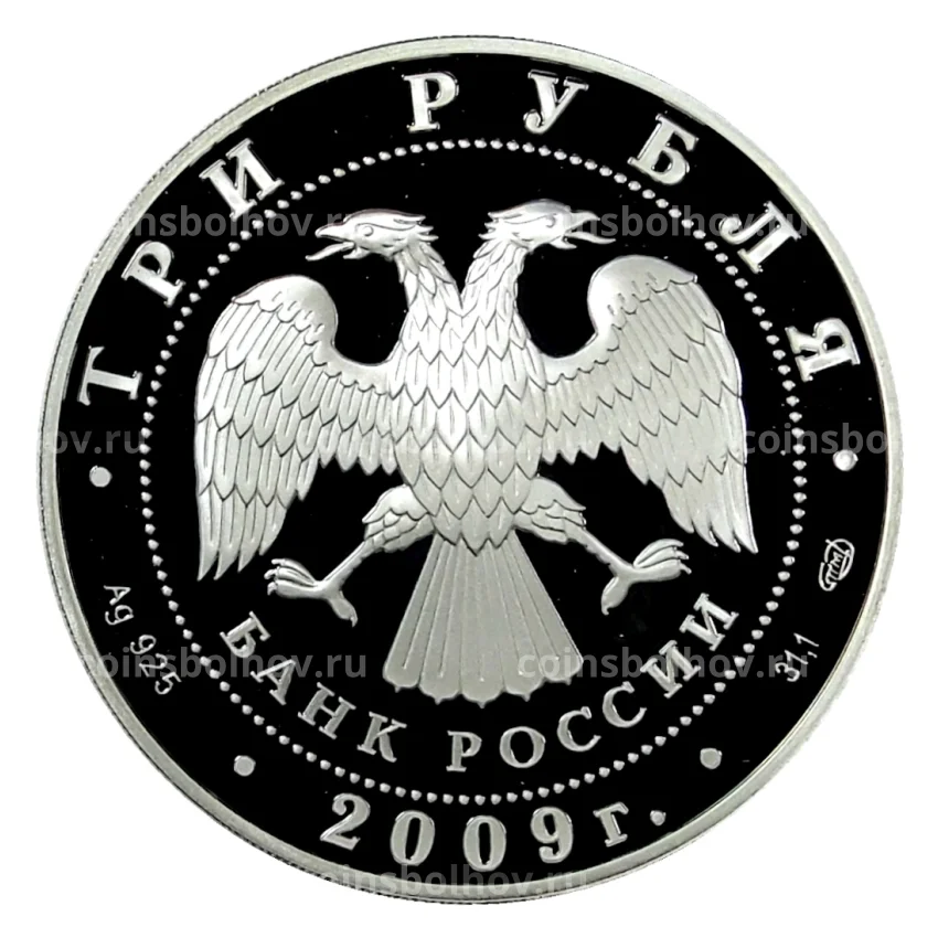 Монета 3 рубля 2009 года СПМД — Одигитриевская церковь, Вязьма (вид 2)