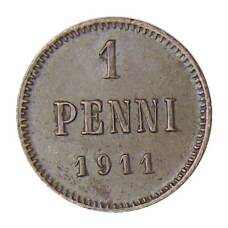 Монета 1 пенни 1911 года Русская Финляндия (аверс)