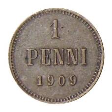 Монета 1 пенни 1909 года Русская Финляндия (аверс)