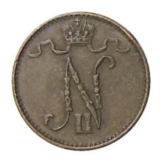 Монета 1 пенни 1909 года Русская Финляндия (реверс)