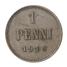 Монета 1 пенни 1916 года Русская Финляндия (аверс)