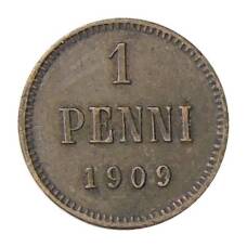 Монета 1 пенни 1909 года Русская Финляндия (аверс)