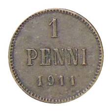 Монета 1 пенни 1911 года Русская Финляндия (аверс)