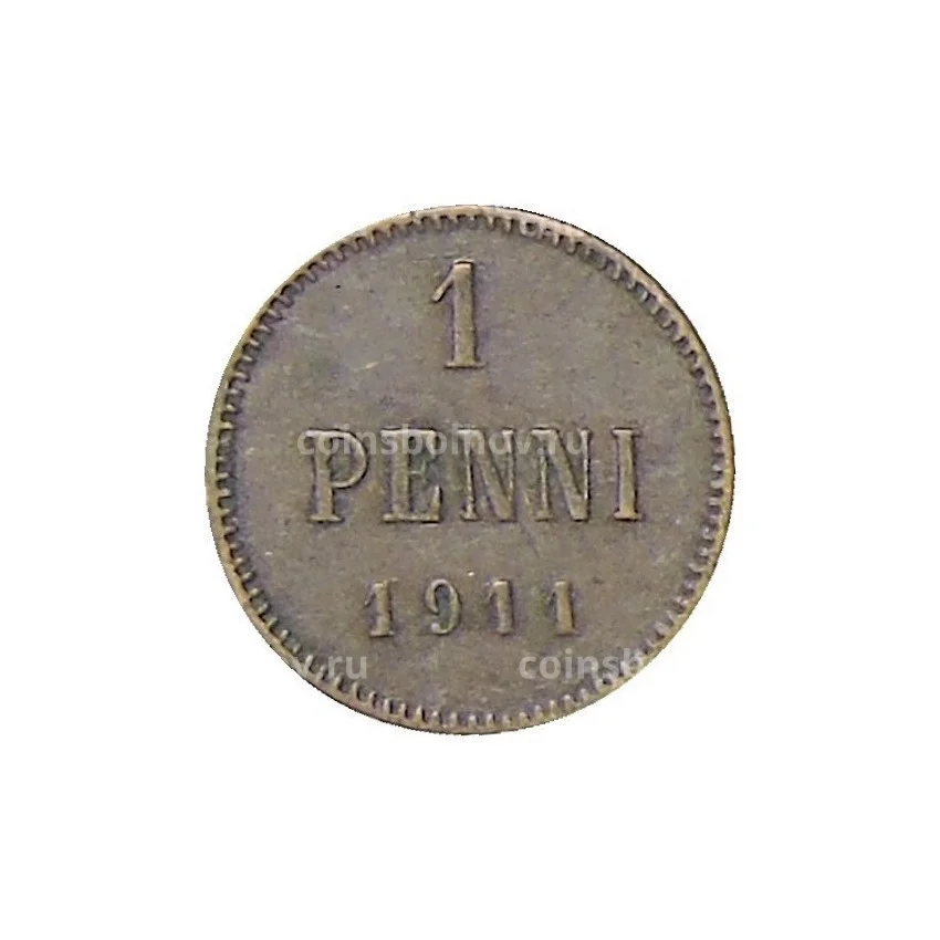 Монета 1 пенни 1911 года Русская Финляндия