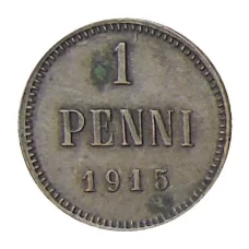 Монета 1 пенни 1915 года Русская Финляндия (аверс)