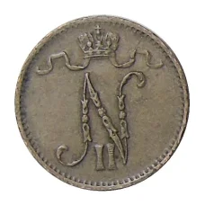 Монета 1 пенни 1915 года Русская Финляндия (реверс)