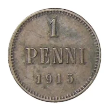 Монета 1 пенни 1915 года Русская Финляндия (аверс)