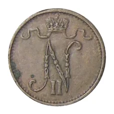 Монета 1 пенни 1915 года Русская Финляндия (реверс)