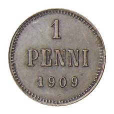 Монета 1 пенни 1909 года Русская Финляндия (аверс)