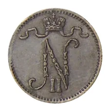 Монета 1 пенни 1909 года Русская Финляндия (реверс)