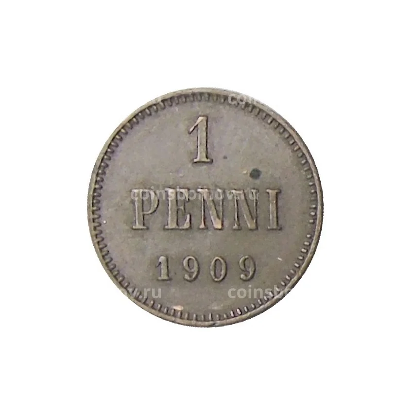 Монета 1 пенни 1909 года Русская Финляндия