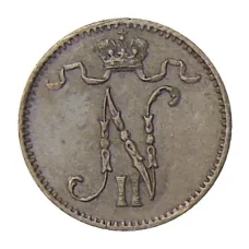 Монета 1 пенни 1909 года Русская Финляндия (реверс)