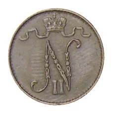 Монета 1 пенни 1911 года Русская Финляндия (реверс)