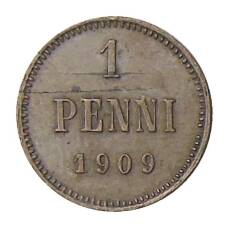 Монета 1 пенни 1909 года Русская Финляндия (аверс)