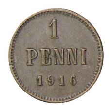 Монета 1 пенни 1916 года Русская Финляндия (аверс)