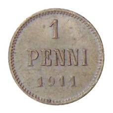 Монета 1 пенни 1911 года Русская Финляндия (аверс)
