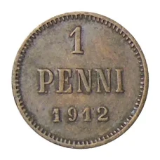 Монета 1 пенни 1912 года Русская Финляндия (аверс)