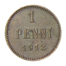Монета 1 пенни 1912 года Русская Финляндия (аверс)