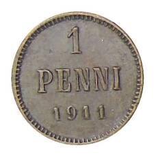 Монета 1 пенни 1911 года Русская Финляндия (аверс)